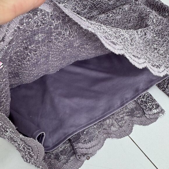 R&M Richards Mother Bride Sequin Lace 2-Piece Dress Jacket Set Purple Sz 16 Plus - Picture 4 of 12